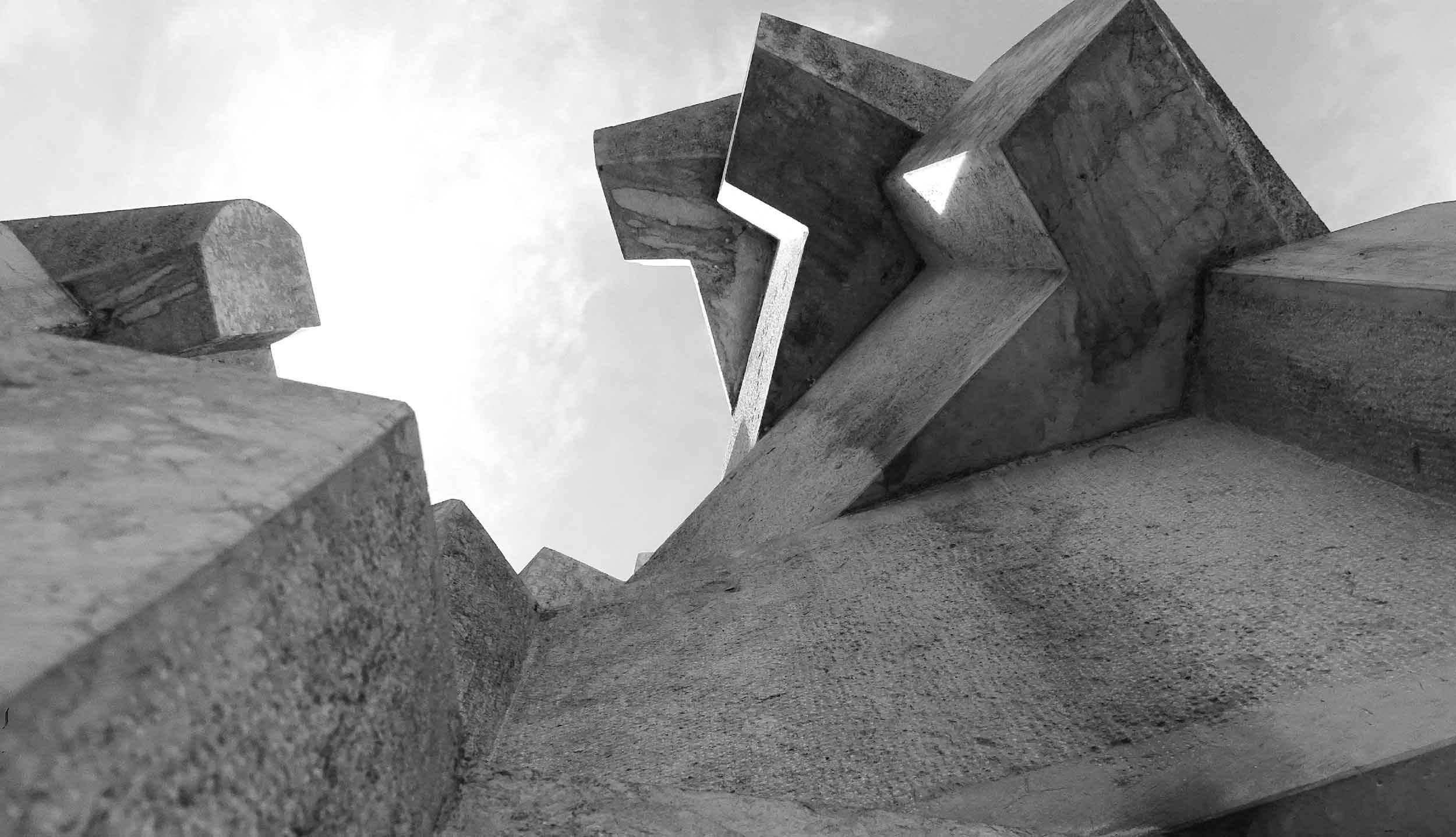 Photo of an angular geometric sculpture